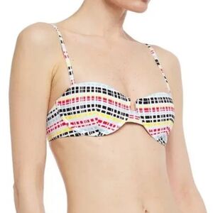 🔴NWT Onia Dalia Striped Stretch-Piquè Bikini Top Multicolored